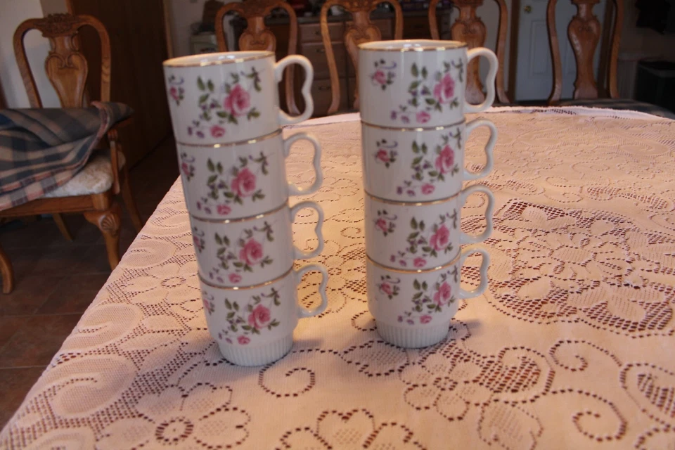 Juego de 8 tazas de café/té Royal Geoffrey China Old Country Roses hechas en Japón Foto 2 de 4