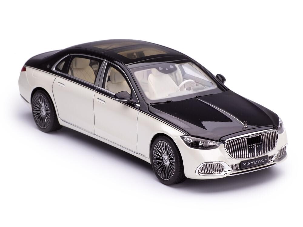 Genuine Mercedes-Maybach 1:18 S680 X223 Diamond White/Obsidian