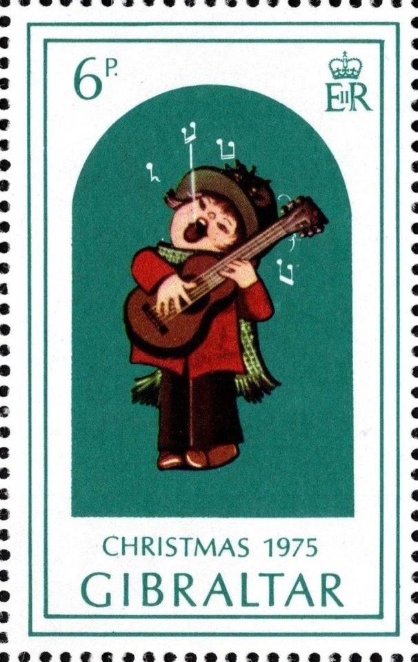 GIBRALTAR 1975 NAVIDAD UNA HOJA DE RECUERDO SEIS SELLOS MNH Foto 4 de 4