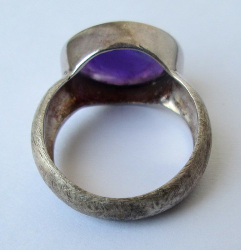 Anillo de amatista zambiana martillado vintage de plata de ley 925 talla 8,5 hecho a mano - Imagen 4 de 5