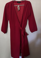 J Crew Red Wrap Dress Sz 2