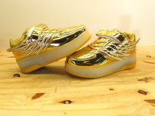Led Light Up Roller Shoes Double Wheels Retractable Skateboarding Gold Color