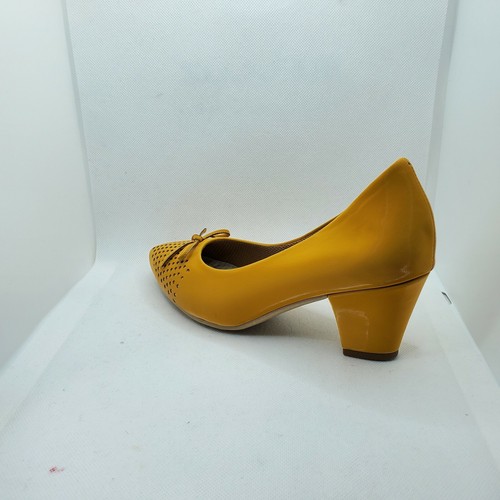Women's yellow Mesh platform 2" 1/2 high heel dress shoe Luxury Hand made sz6.5 - Picture 3 of 9