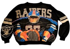 Vintage Raiders NFL Caribe Crewneck Large Rare Neon USA Made Football 1989 80’s