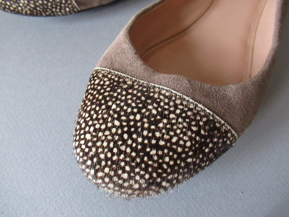 enzo angiolini suede and hide brown and beige ballet flats size 9.5 M - Image 3 of 4