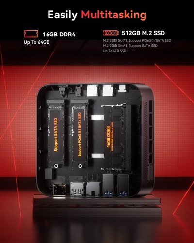 NiPoGi AMD Ryzen 7 5700U 5825U Mini PC 16GB DDR4 512GB SSD WiFi6 Win11 Pro HDMI - Bild 14 von 30