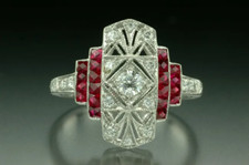 1/3Ct White Round Cut CZ  Baguette Antique Art Deco Wedding Ring In 925 Silver