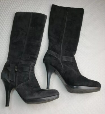 WORTHINGTON Size 7.5 M Boots 023-7212 Black Fabric Upper Tall High