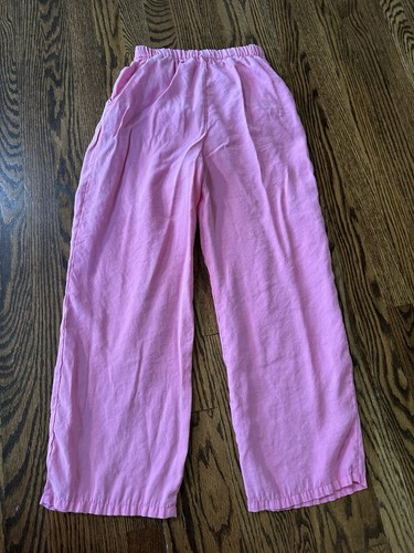 Zara Girl's Size 13-14 High Waist Wide Leg Pants Hot Pink Bright Pink Trousers - Picture 11 of 11