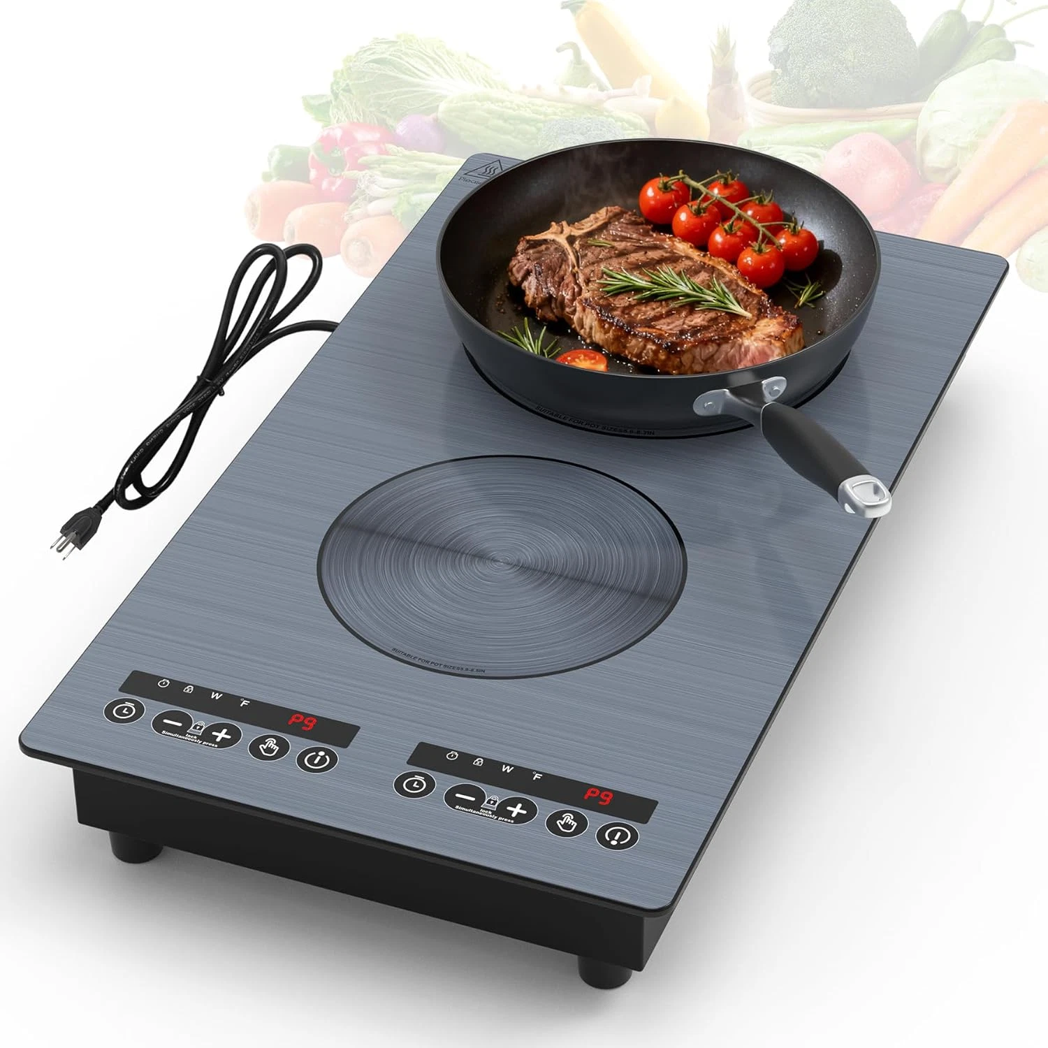 Induction Cooktop,110V 2300W Double Burner Hot Plate with LED Touch Control, 9 P
Opens in a new wind
