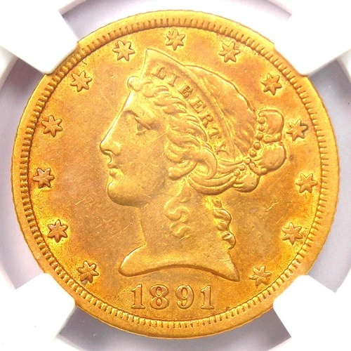 1891-CC Liberty Gold Half Eagle $5 Carson City Coin - Certified NGC XF45 (EF45)