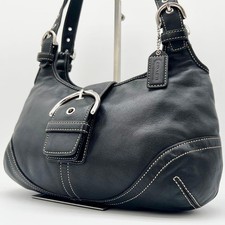 COACH Soho Shoulder Bag Leather 9738 Black Old Coach Vintage Silver Hardware