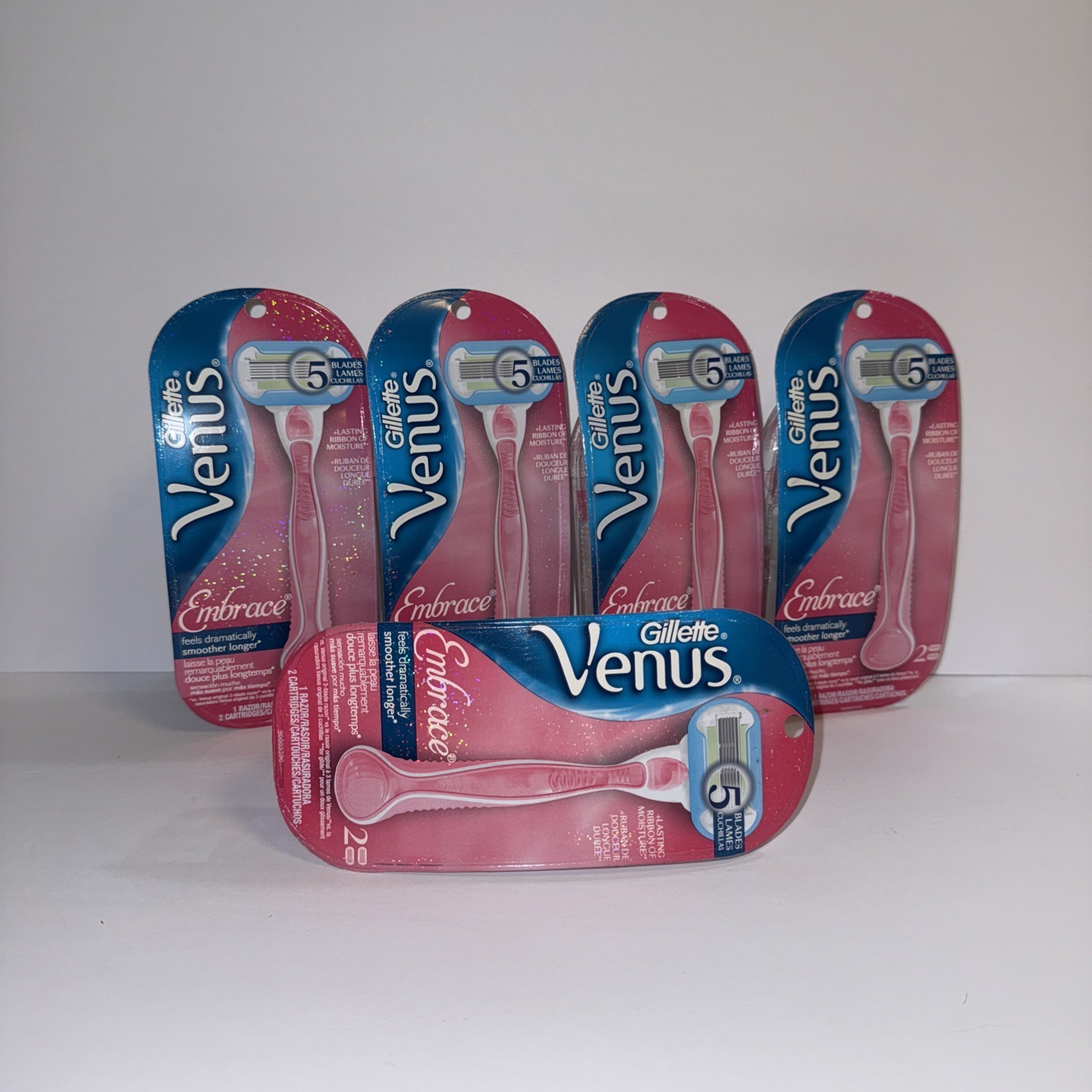 Lot of 5 Gillette Venus Embrace Disposable Razors 2ct Each -