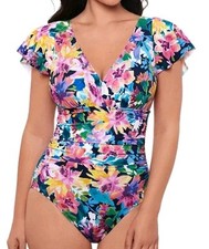 NWT Swim Solutions Garden Dreams Flutter Sleeve Size 12