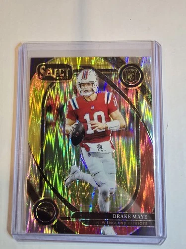 2024 Panini Select - Club Level Drake Maye #218 Red & Yellow Shock Prizm (RC)