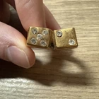 Lucky 7" Dice Ring Chunky Gold Tone Ring Vintage L1