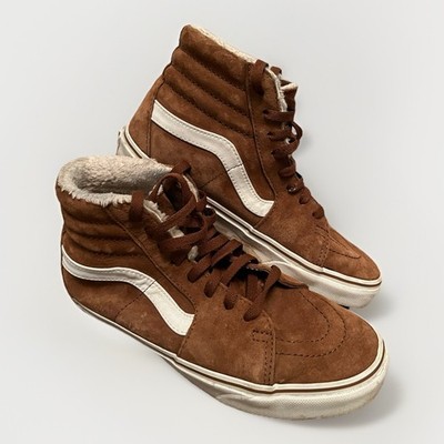 Vans Sk8-Hi Schuhe hellbraun Wildleder Scotchgard Sherpa gefüttert High Top Größe UK 7 EU 41