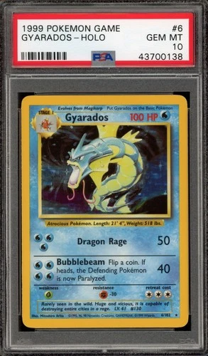 Pokemon Gyarados Base Set Unlimited Holo Rare #6 PSA 10 Gem Mint