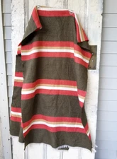 Loft Outlet Striped Rectangle Oversized Soft Wrap Scarf Olive Green Rust Tan