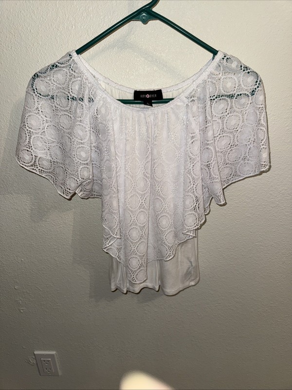 AMY BYER Girl's L White Gold Shirt Blouse Top