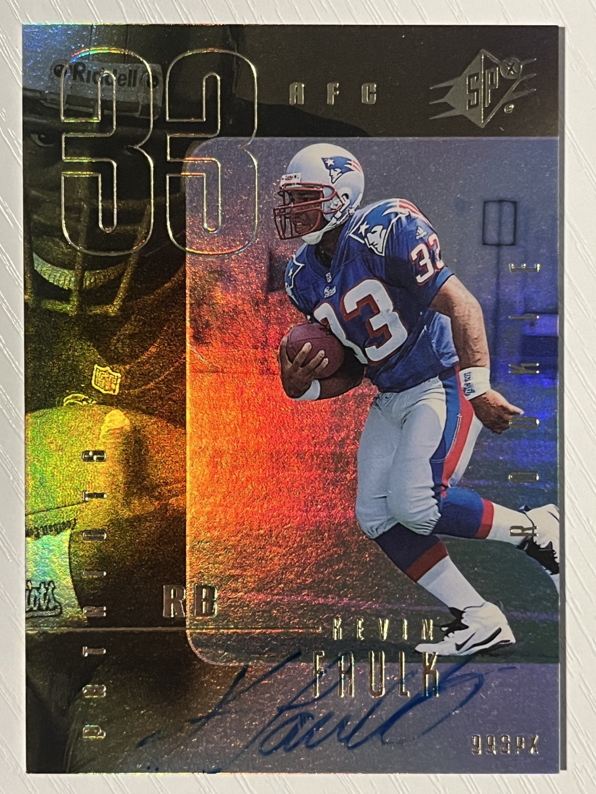 Kevin Faulk 1999 SPx Rookie Auto Autograph #120 1823/1999 New England Patriots