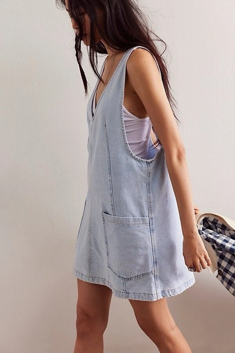 free people overall mini dress Free People Overall Smock Mini Dress Josie's Boutique