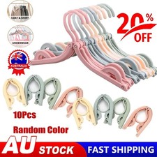 10x Travel Portable Foldable Clothes Coat Plastic Hangers Folding Slotted Tool