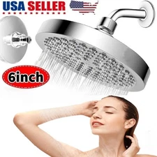 6 In High-Pressure Rainfall Shower Head Luxury Anti-Clog Nozzles Premium Chrome