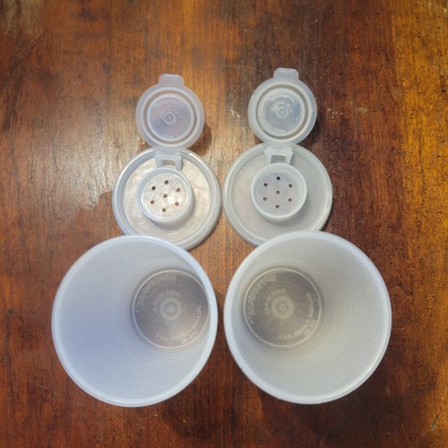 TUPPERWARE: White SALT & PEPPER or SPICE SHAKER SET #102 3.5" - Picture 4 of 4