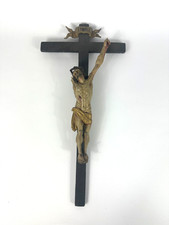 Antikes Kruzifix Barock Jesus Heiligenfigur Kreuz Holz Geschnitzt Viernagel Alt