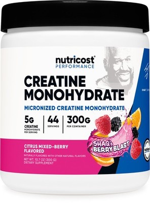 Nutricost Creatine Monohydrate Powder (Shaq's Berry Blast, 300 Gram) - GMO-Free
