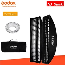 US 2X Godox FW22*90 Softbox 22x90cm 9"x 35" Studio Flash Honeycomb Grid Softbox