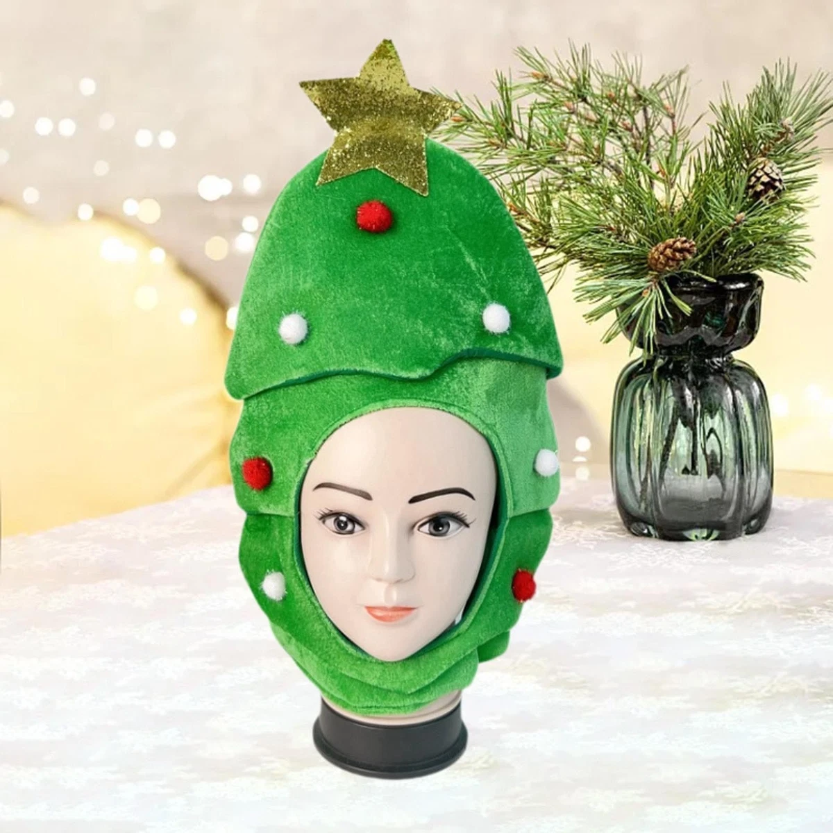 Lustige Weihnachtselfenhose-Mütze – Kuscheliger Weihnachtskopfschmuck Für Party, Familie & Feiertage – Plüsch, Rot-grün, Einheitsgröße Weihnachtselfenhose Hut
