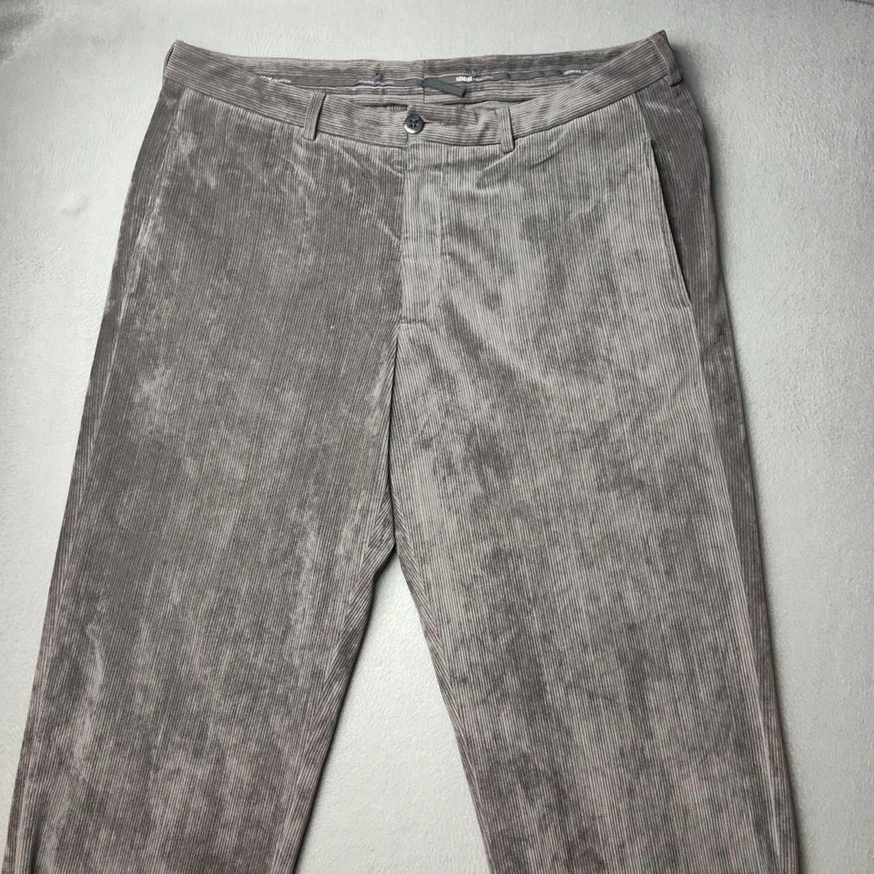 Pantalones de vestir Armani Collezioni para hombre 36x33 gris pana frente plano pantalones trabajo Foto 2 de 4