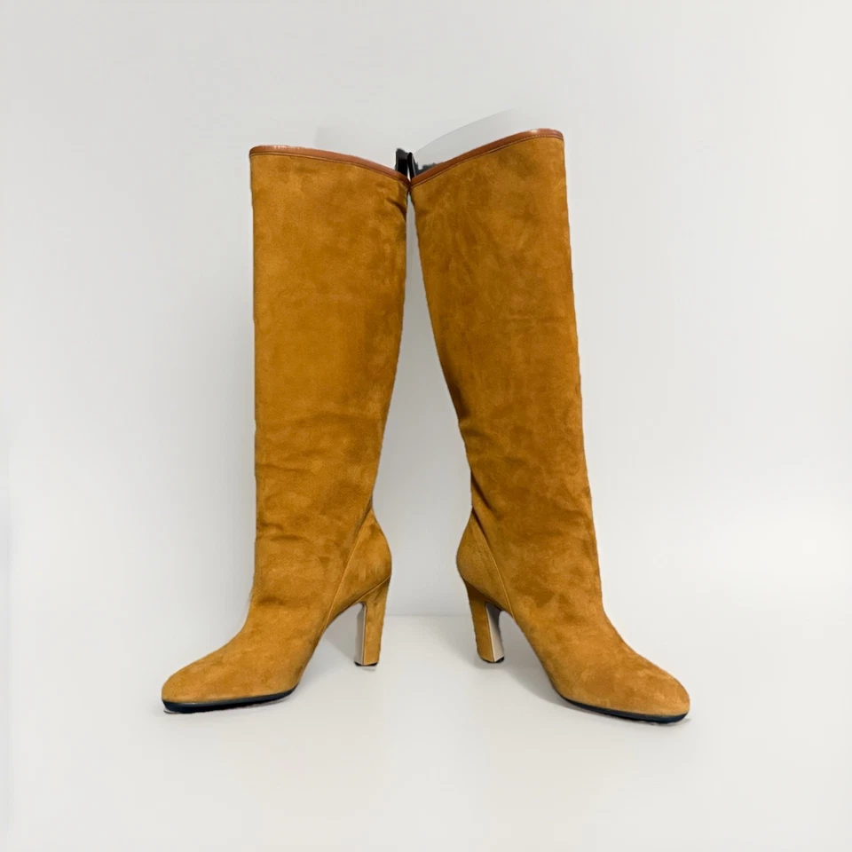 STUART WEITZMAN STIVALI PELLE SCAMOSCITA MARRONE OCRA - Immagine 2 di 4