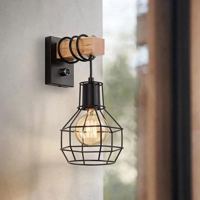 Wand Lampe w. Schalter Wohn Schlaf Leuchten schwarz Flur Dielen Strahler- - Bild 1 von 4
