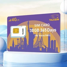 365Days 30GB High-Speed 4G LTE Data SIM - USA Compatible Unlocked Devices