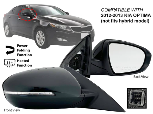 For Door Mirror 2012 2013 KIA OPTIMA Power Folding Signal Heated Passenger Side
