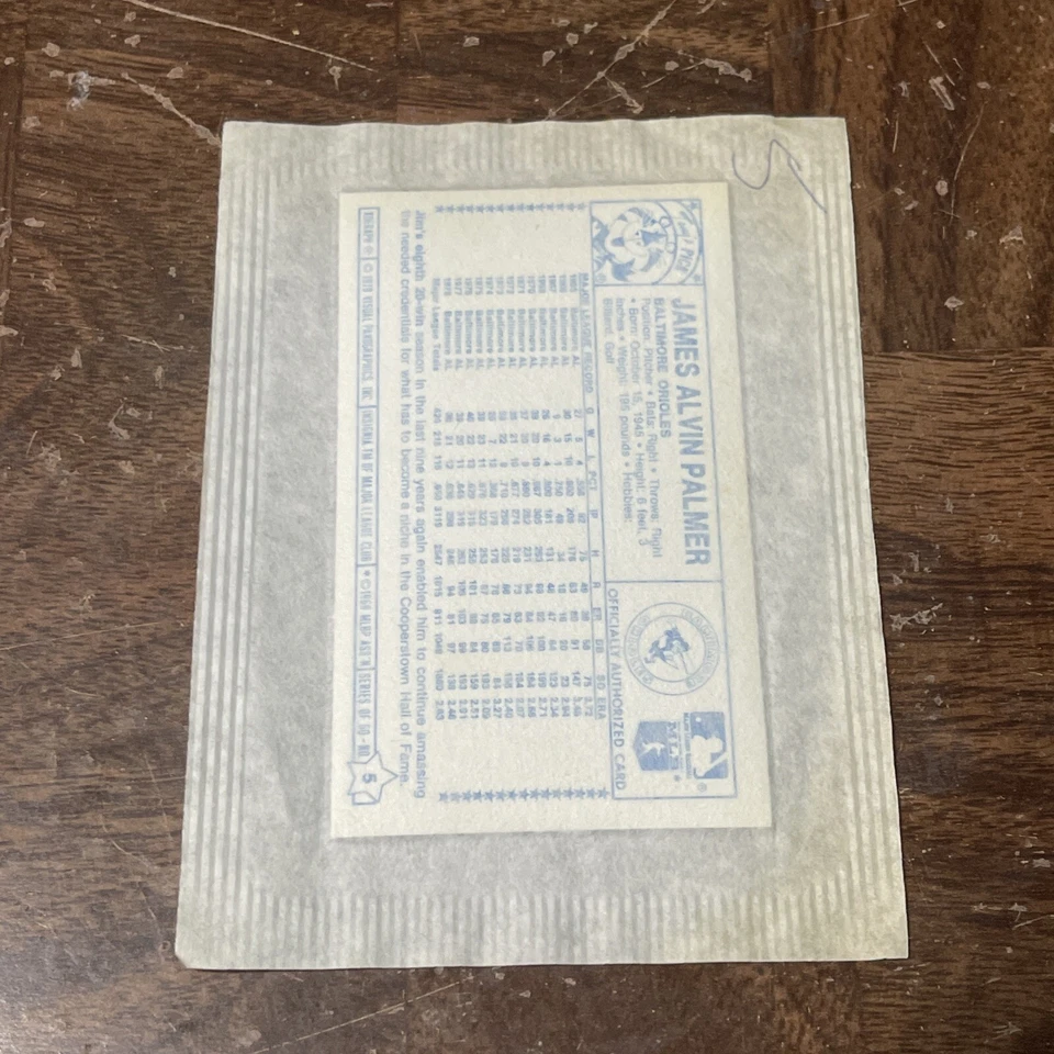 1979 Kellogg's #5 Jim Palmer Orioles Sealed In Original Wrapper - Image 2 of 3