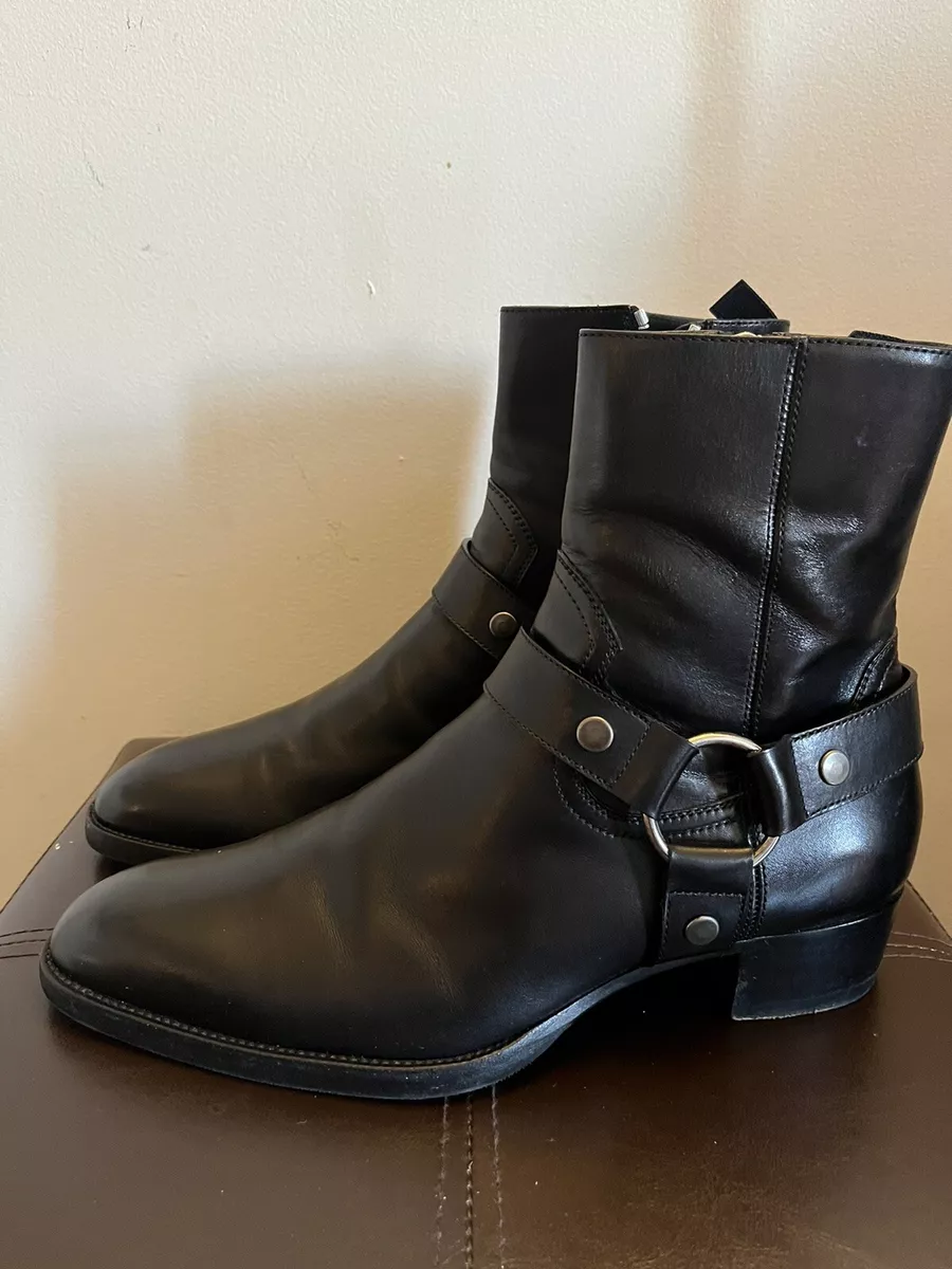 Saint Laurent Wyatt Harness Boots in Leather Black US 7.5 EUR 40 1/2 SLP