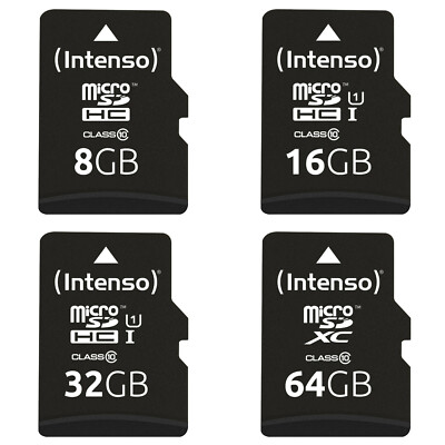 Intenso MicroSD MicroSDHC MicroSDXC Speicherkarten - 8GB bis 64GB zur Auswahl