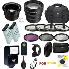 Kit Accessorio HD PRO 67MM PER NIKON P900 BORSA OBIETTIVI HD FLASH 2X CARICATORE EN-EL23