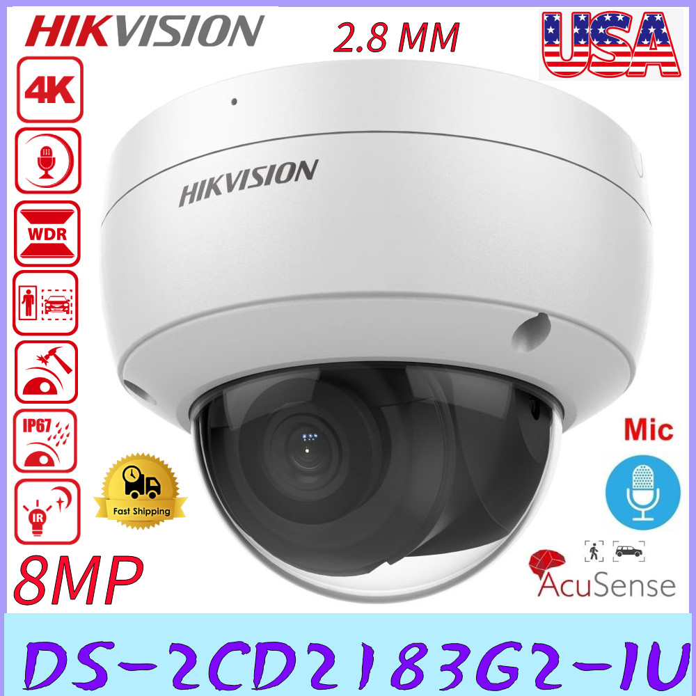 Hikvision 4K 8MP AcuSense POE IP Camera with Built-in Mic DS-2CD2183G2-IU