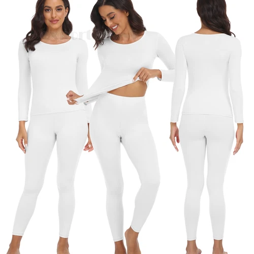 Womens Winter Ultra-Soft 2 Pc Thermal Set Top and Bottom Long Underwear Warm - Picture 9 of 27