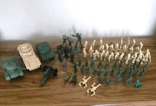 Vintage Processed Plastic Tim-Mee Army Vehicles & Soldiers-Mixed Lot-70+ PCS