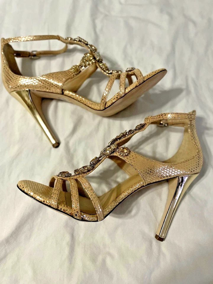 Sapatos Antonio Melani 4" Salto Alto Glamouroso 9M Strass Embelezado Formal - Imagem 3 de 4