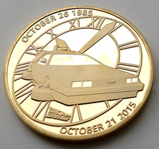 Back to the Future Gold Coin Car Time Travel 80s Retro Old Clock Sci Fi Fantasy