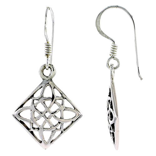 Argent Sterling 4-Way Celtique Bouclier Nœud Boucles D'Oreilles