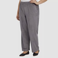 Alfred Dunner Women's Gray Pull-On Corduroy Straight Leg Pants Petite Size 10P