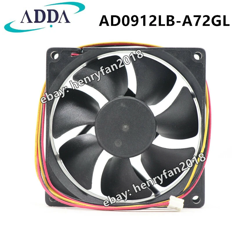 ADDA Fan AD0912LB-A72GL DC 12V 0.13A 90*90*25mm 37.7CFM 3wire Lamp Cooling Fan - Image 2 of 4